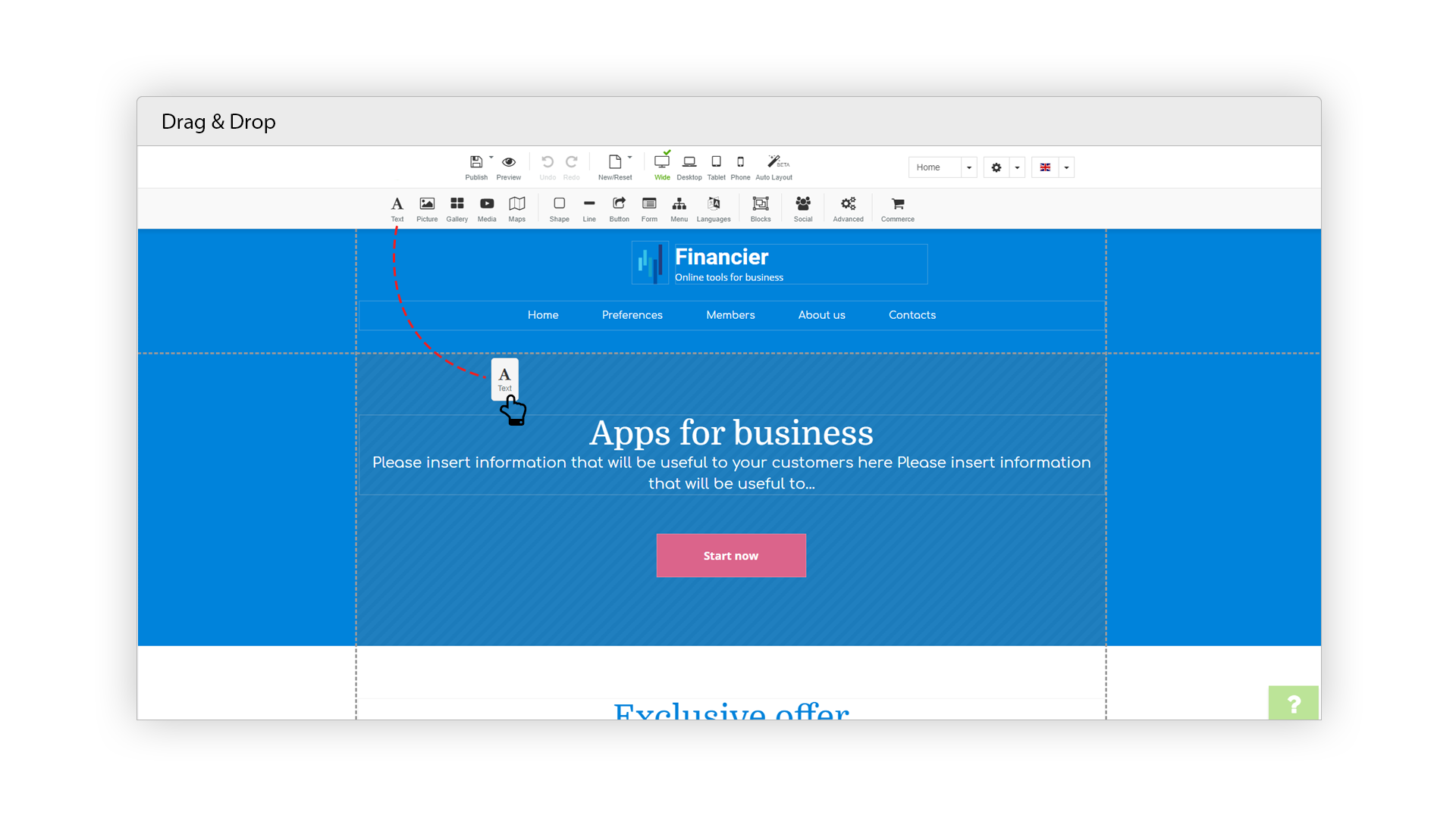 Nak Builder drag and drop